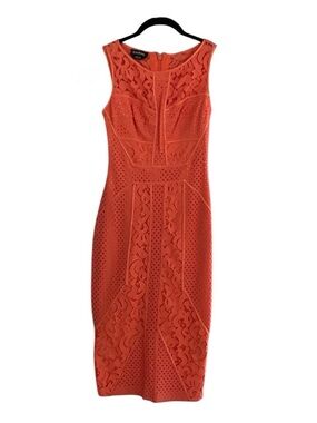 🔥Bebe Lace Sheath Dress in a coral / orange color🔥